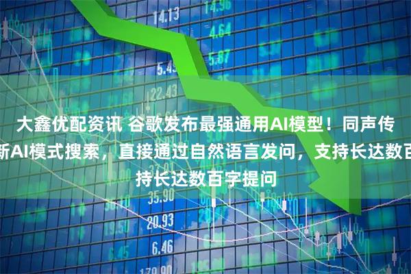 大鑫优配资讯 谷歌发布最强通用AI模型！同声传译、全新AI模式搜索，直接通过自然语言发问，支持长达数百字提问